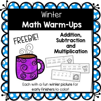 Preview of Winter Math Warm Ups- FREEBIE