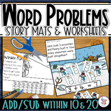 Math Word Problem Story Mats & Worksheets for addition & s