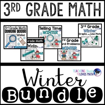 Preview of Winter Math Worksheets 3rd Grade Bundle