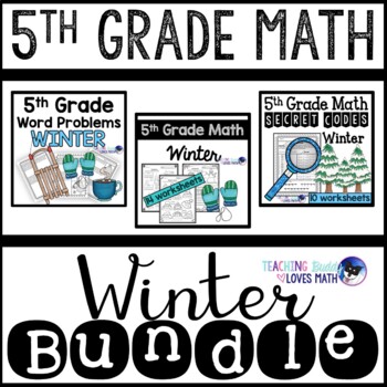 Preview of Winter Math Worksheets 5th Grade Bundle