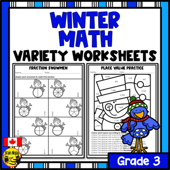 winter math worksheets grade 3 by brain ninjas tpt