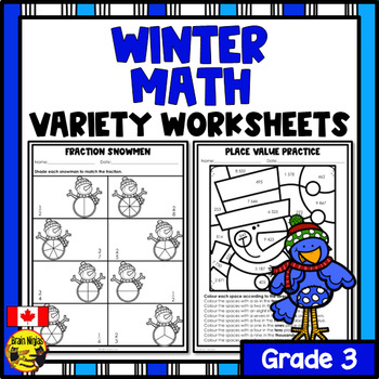 Preview of Winter Math Worksheets | Numbers to 1000