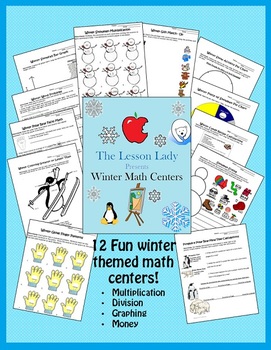 Preview of Winter Math Worksheets for Centers and Stations