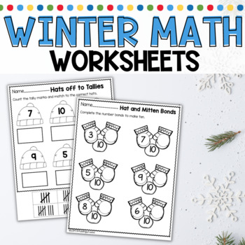 Preview of Winter Math Worksheets for Kindergarten