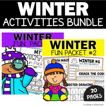 Preview of Winter Math and ELA Activities with Worksheets and Holiday Coloring Pages