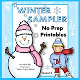 Winter Math and ELA No Prep Printable Worksheets 1st Grade