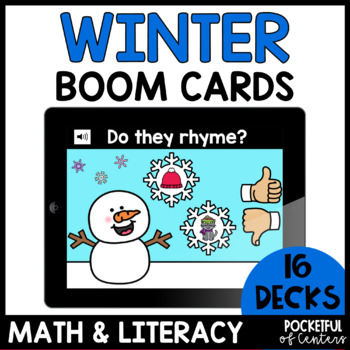 Preview of Winter Math and Literacy Bundle Boom Cards™ - January Boom Cards™