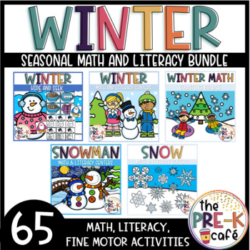Preview of Winter Math and Literacy Bundle | Phonemic Awareness | 65 ACTIVITIES