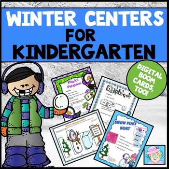 Preview of Winter Centers Kindergarten with Boom™ Cards