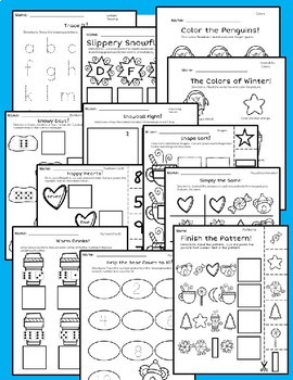 FREE Winter Math Patterns Worksheet by The Blooming Mind TpT