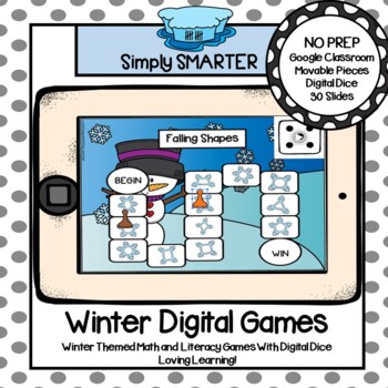 Preview of Winter Math and Literacy Games With Digital Dice for Google Slides