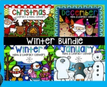 Preview of Winter Math and Literacy Christmas and Winter Centers Mega Bundle