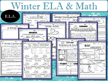 Preview of Winter Math and Literacy Packet NO PREP-1st Grade