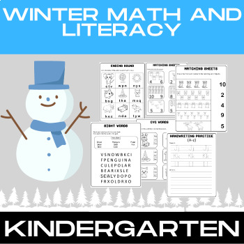 Preview of Winter Math and Literacy Packet NO PREP| Kindergarten