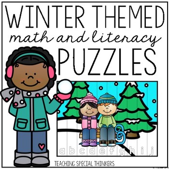 Preview of Winter Math and Literacy Puzzles (36 Puzzles Included!)