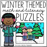 Winter Math and Literacy Puzzles (36 Puzzles Included!)