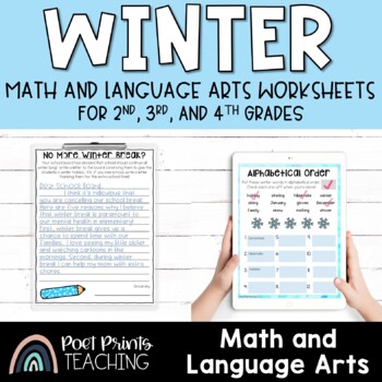 Preview of Winter Math and Literacy Worksheets