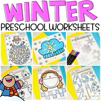 Preview of Winter Math and Literacy Worksheets Preschool Winter Activities