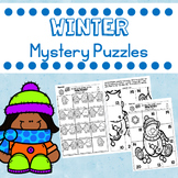 Winter Math and Phonics Mystery Puzzle Worksheets and Centers
