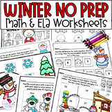 Winter Math and Phonics Worksheets - January Activities - No Prep