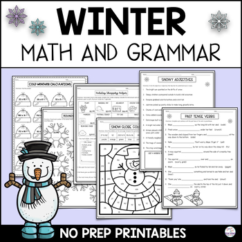 Preview of Winter Math and Grammar Worksheets