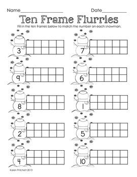 Winter Math - sequencing, missing number, counting on, & ten frames