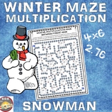 Winter Maze: Math Multiplication Activity: Snowman Multipl