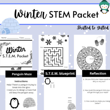 Preview of Winter Maze STEM Packet - No Prep!