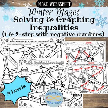 Preview of Winter Maze: Solving and Graphing 1 & 2-Step Inequalities