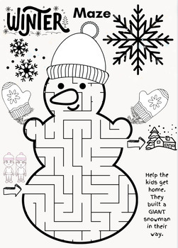 Preview of Winter Maze, coloring, writing Fun SEL early finishers