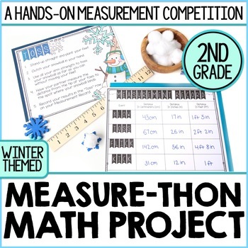 Preview of Winter Measure-Thon | A Snow Themed Math Project for Measurement Practice