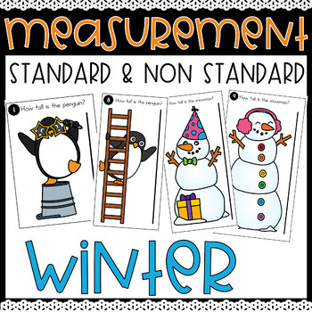 Preview of Winter Measurement Task Cards Non Standard Winter Measurement Winter Measuring