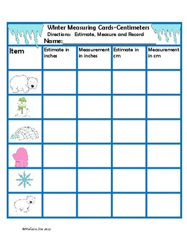 Preview of Measuring Cards Winter Theme--No prep center