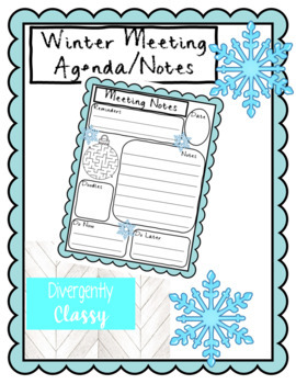 Preview of Winter Meeting Agenda Note Template - Cute