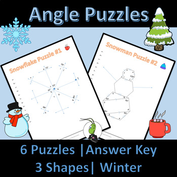 Preview of Winter Missing Angles Puzzle Geometry | Angle Relationships