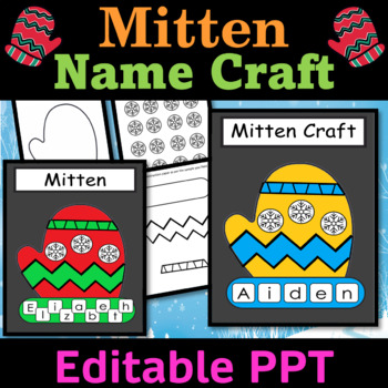 Preview of Winter Mitten Name Craft | Winter Holidays Craft and Activities, Mitten Craft
