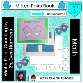 Preview of Winter Mitten Pairs Book | Count by Twos | Skip Counting