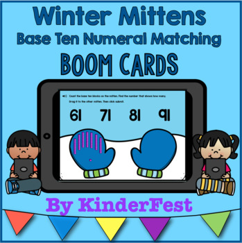 Preview of Winter Mittens Base Ten Numeral Matching Boom Cards