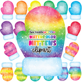 Winter Mittens Clipart Watercolor Rainbow - Winter Clipart