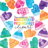 Winter Mittens and Hats Clipart Watercolor
