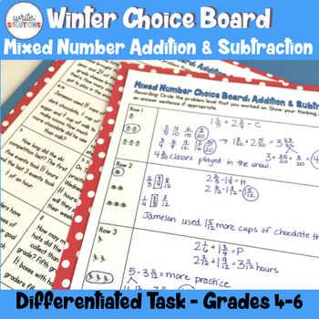 Preview of Winter Mixed Number Activity Addition & Subtraction Differentiated not Christmas