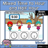 Winter Mixed Time to the Hour/Half Hour Boom Cards - Digit