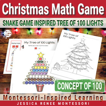 Preview of Winter Montessori Math Game - Count & Color the Christmas Lights