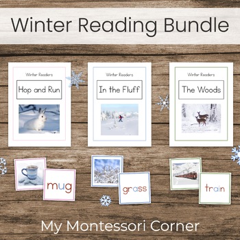 Preview of Winter Montessori Reading Bundle, Pink Blue and Green Series Materials