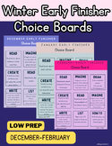Winter| Monthly Early Finishers Choice Board | Low Prep