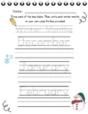 Winter Months of the Year CUTE! Handwriting & Spelling Pra