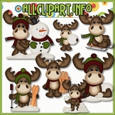 BUNDLED SET - Winter Moose 2 Clip Art & Digital Stamp Bundle