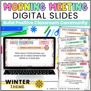 Preview of Winter Morning Meeting Slides | SEL & Positive Classroom Community Activities