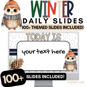 Preview of Winter Morning Slides Editable| Winter Daily Slides Editable * NEW