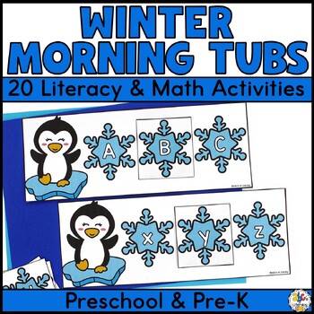 Preview of Winter Morning Tubs for Preschool - December/January Morning Work Bins for PreK 